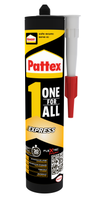 Pattex OneForAll Express бързосвързващо монт. лепило Flextec бяло 390 г