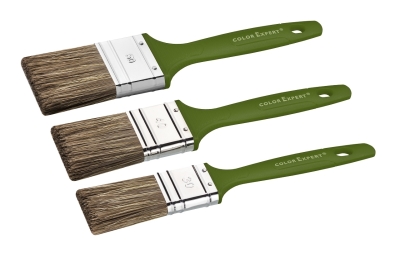 Color Expert Комплект 3 четки лазурни лакове *8146 клас 6 кафяв косъм -зелена дръжка 30/40/50 мм